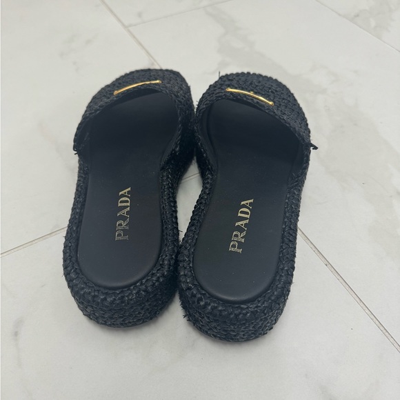 PRADA RAFFIA FLATFORM SLIDE SANDAL - Picture 2 of 3